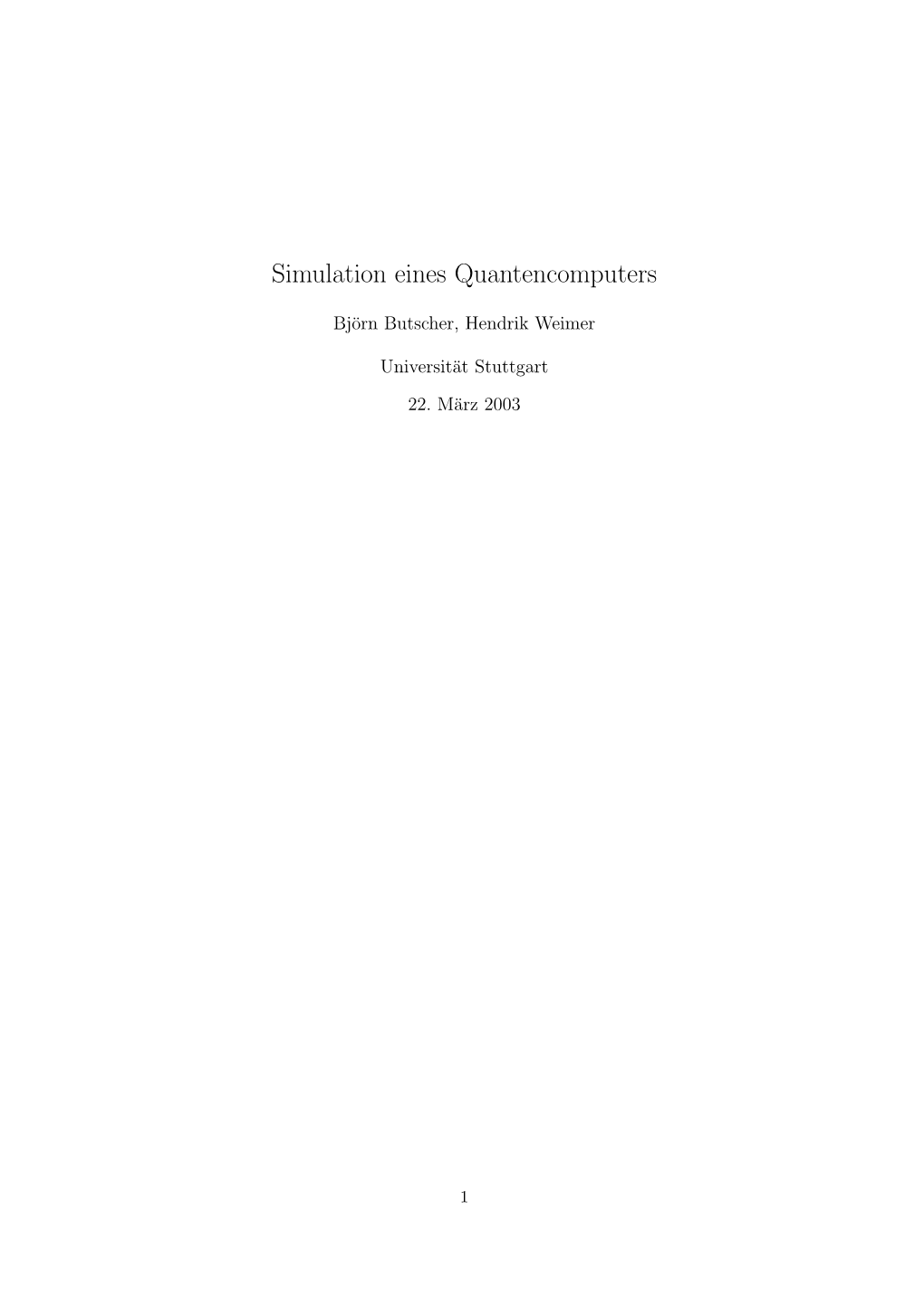 Simulation Eines Quantencomputers