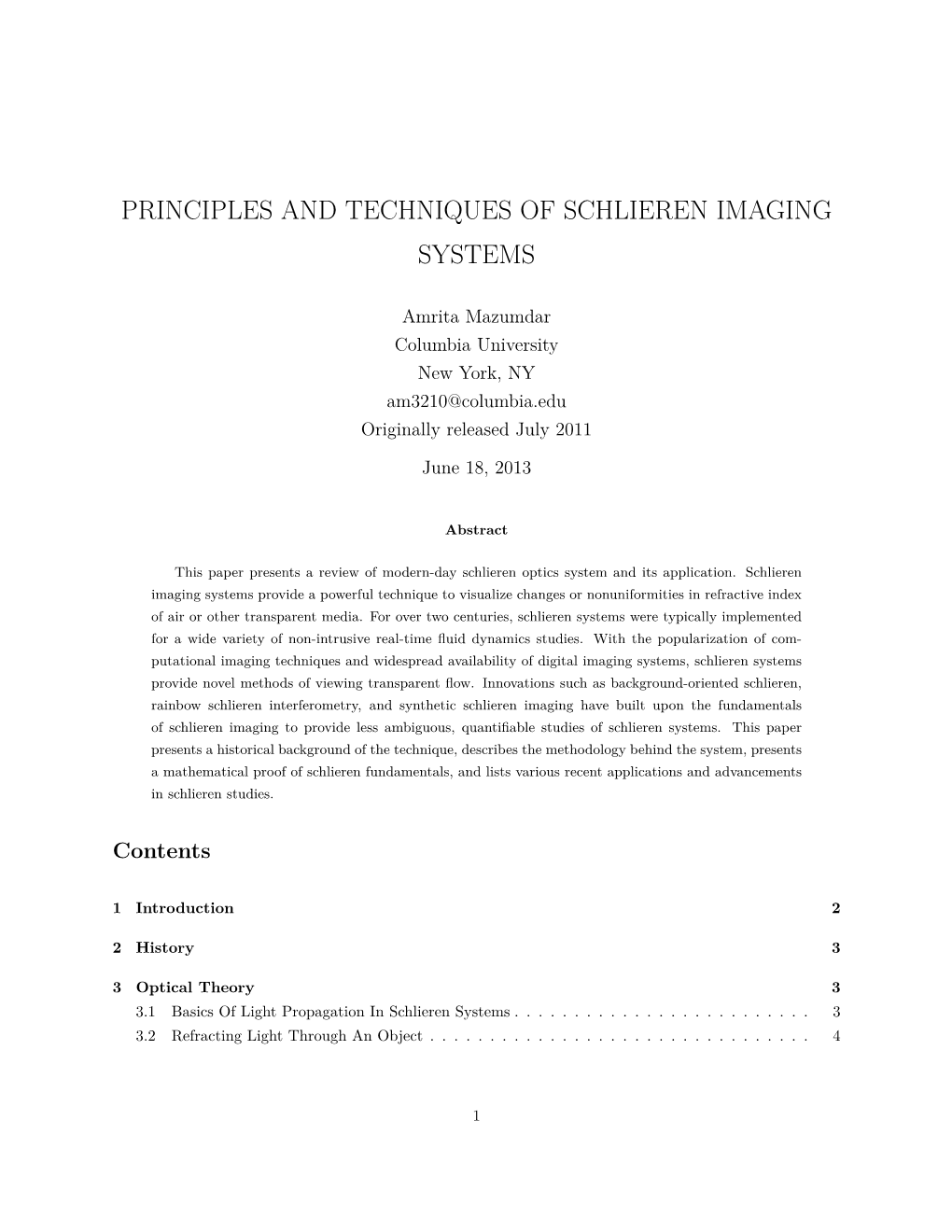 Principles and Techniques of Schlieren Imaging Systems