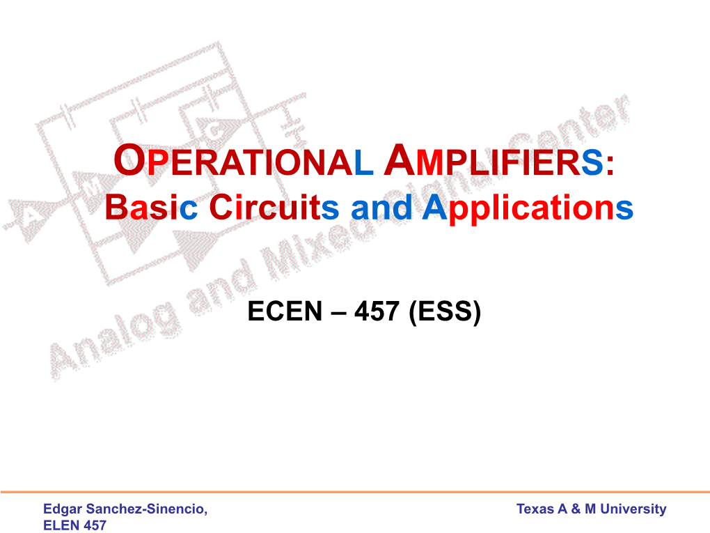 OPERATIONAL AMPLIFIERS: Basic Circuits and Applications