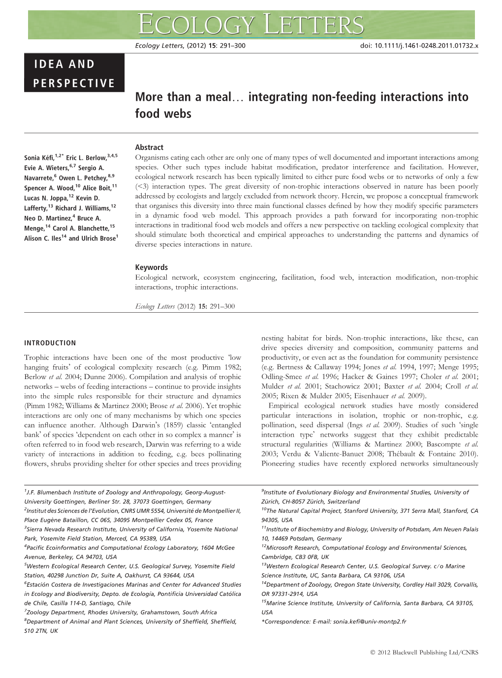 Integrating Non-Feeding Interactions Into Food Webs