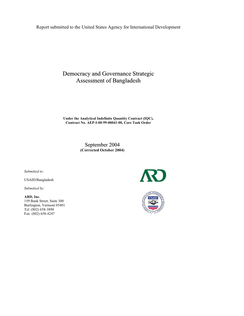 Democracy and Governance Strategic Assessment of Bangladesh