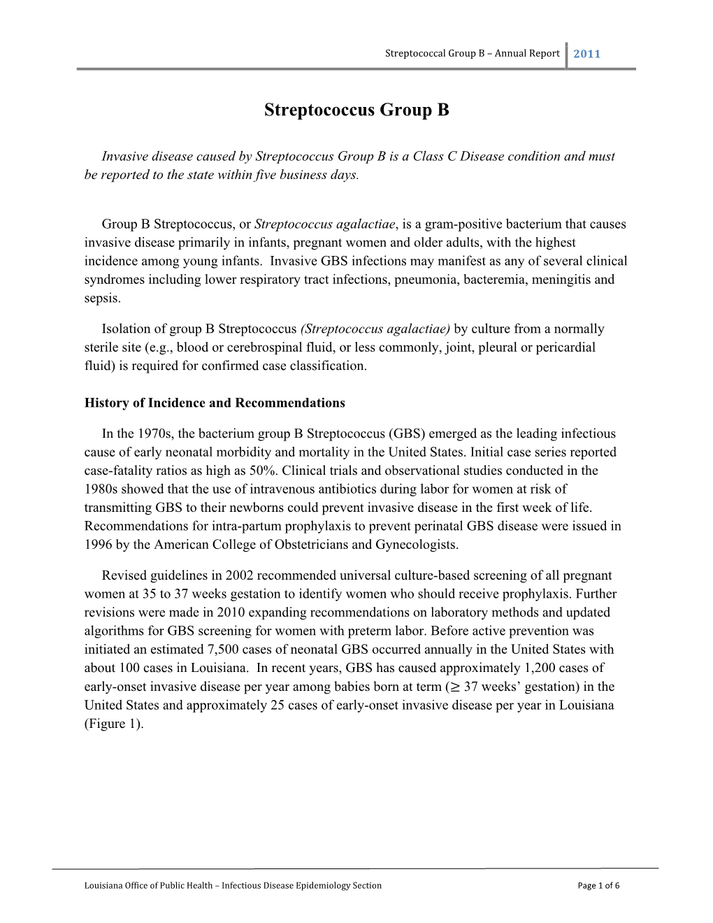 Streptococcus Group B (GBS)