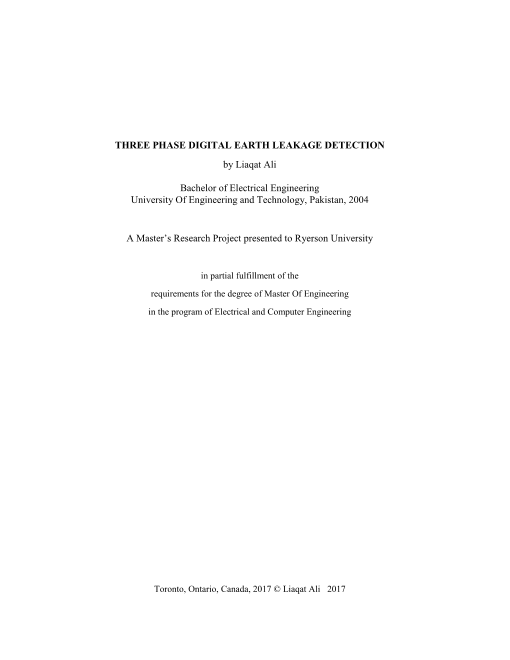 Three Phase Digital Earth Leakage Detection