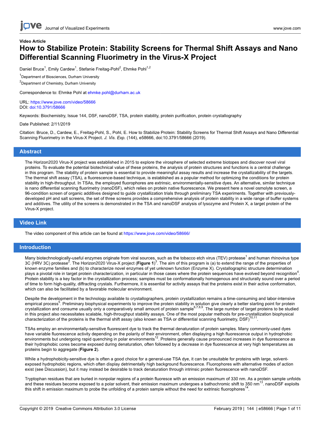 How to Stabilize Protein: Stability Screens for Thermal Shift Assays and Nano Differential Scanning Fluorimetry in the Virus-X Project