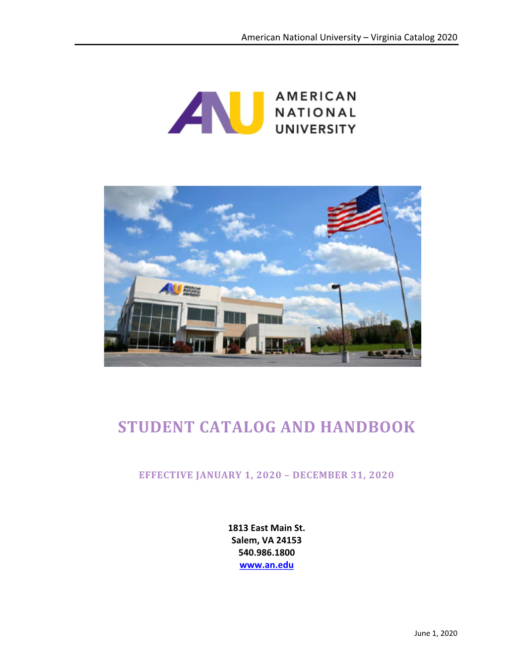 Student Catalog and Handbook