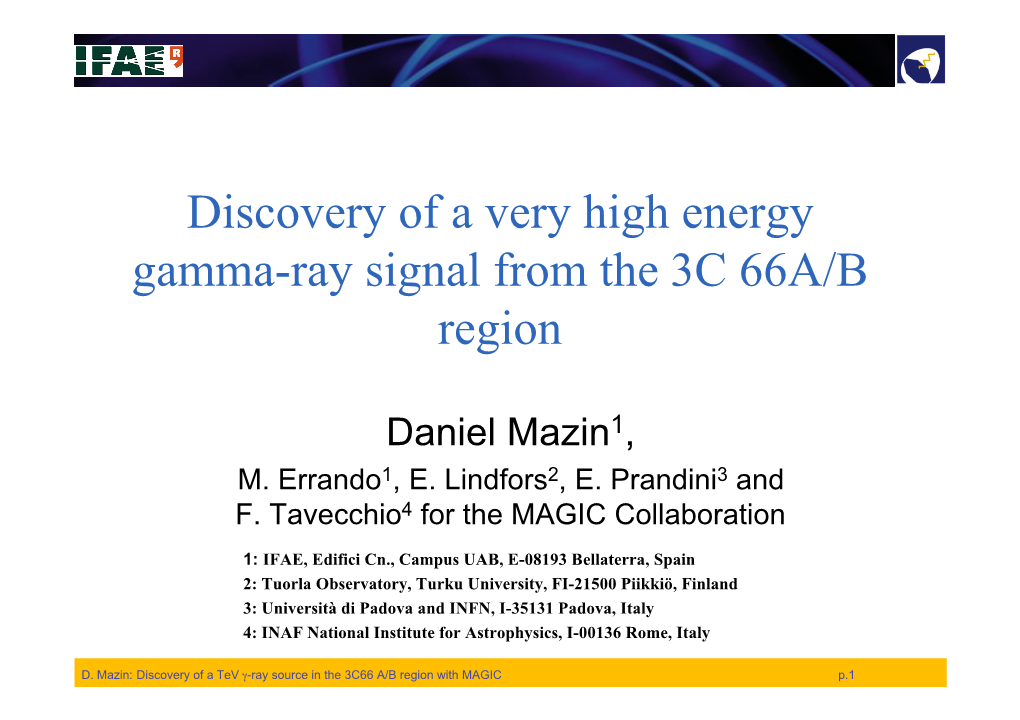 Discovery of a Very High Energy Gamma-Ray Signal from the 3C 66A/B Region