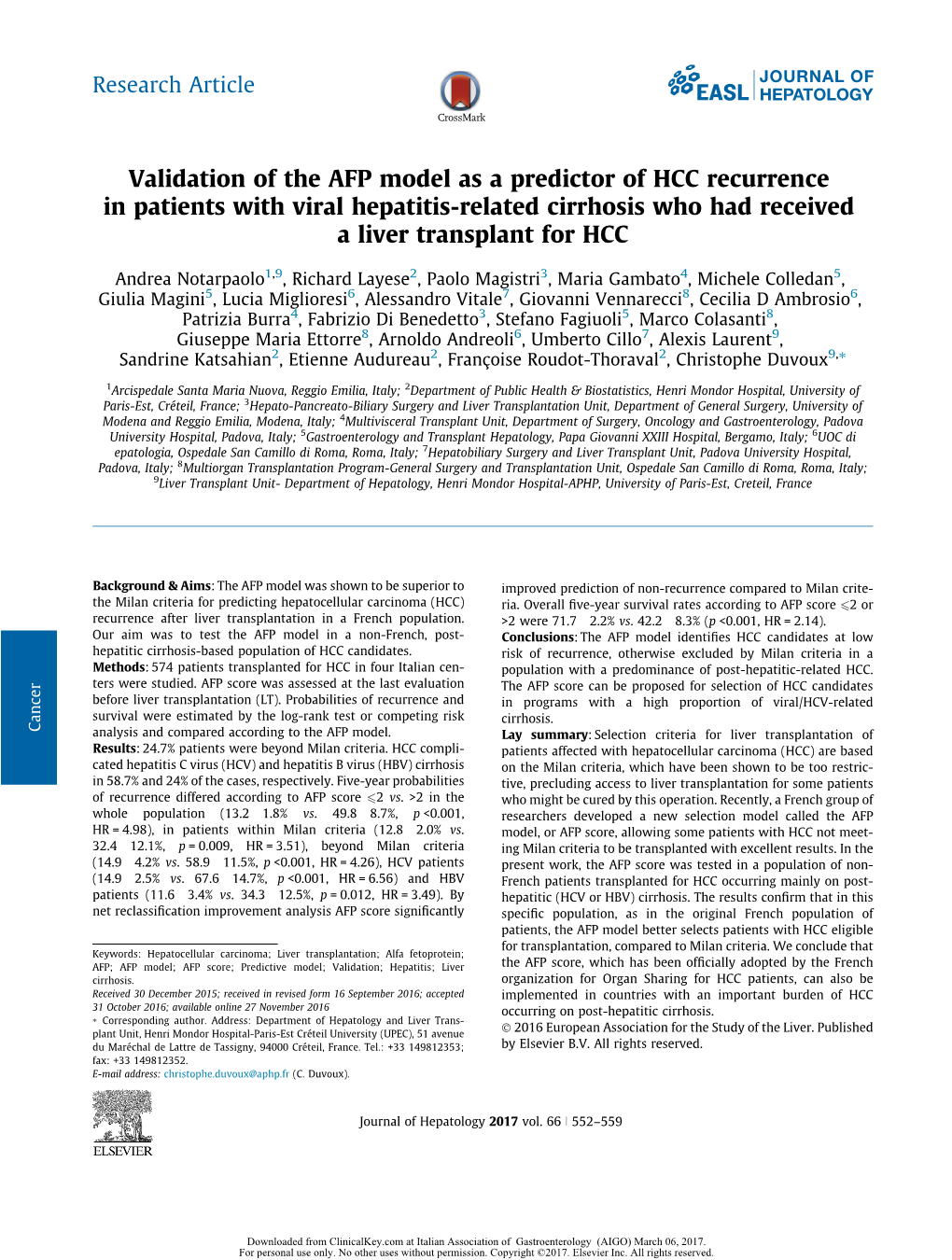 AFP-Predictor of HCC Recurrence.Pdf