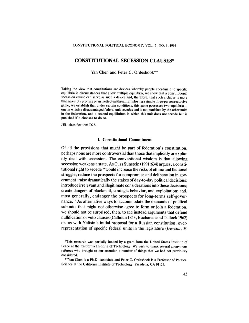 Constitutional Secession Clauses*