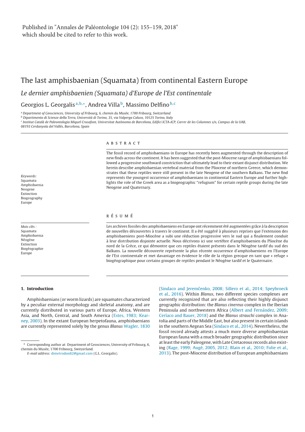 The Last Amphisbaenian (Squamata) from Continental Eastern Europe