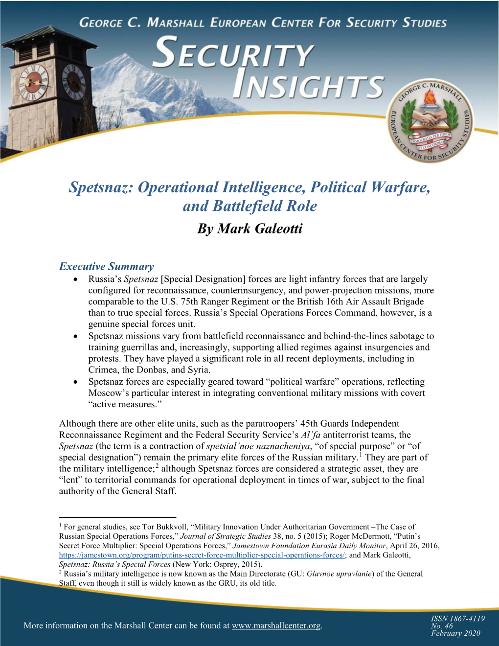 Spetsnaz: Operational Intelligence, Political Warfare, and Battlefield Role by Mark Galeotti