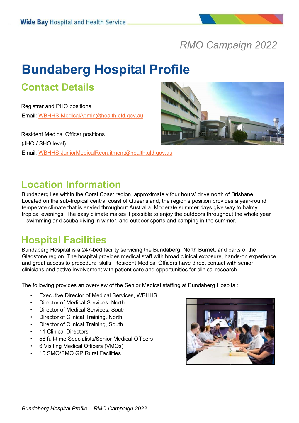 Bundaberg Hospital Profile Contact Details