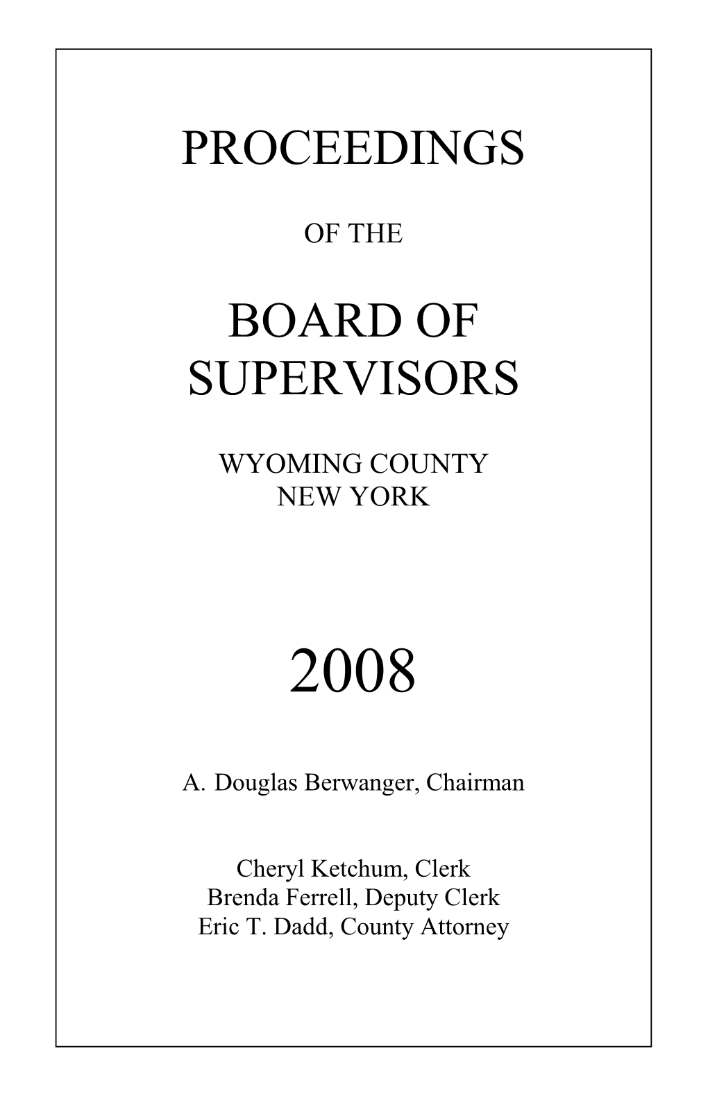 Proceedings Board of Supervisors