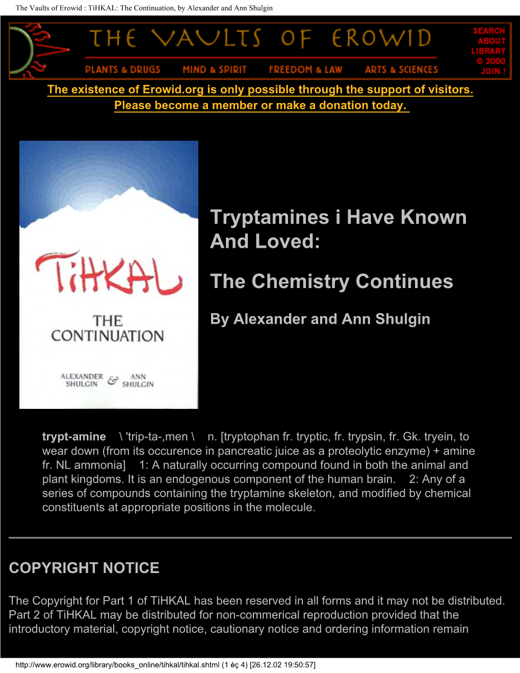 Tihkal: the Continuation, by Alexander and Ann Shulgin