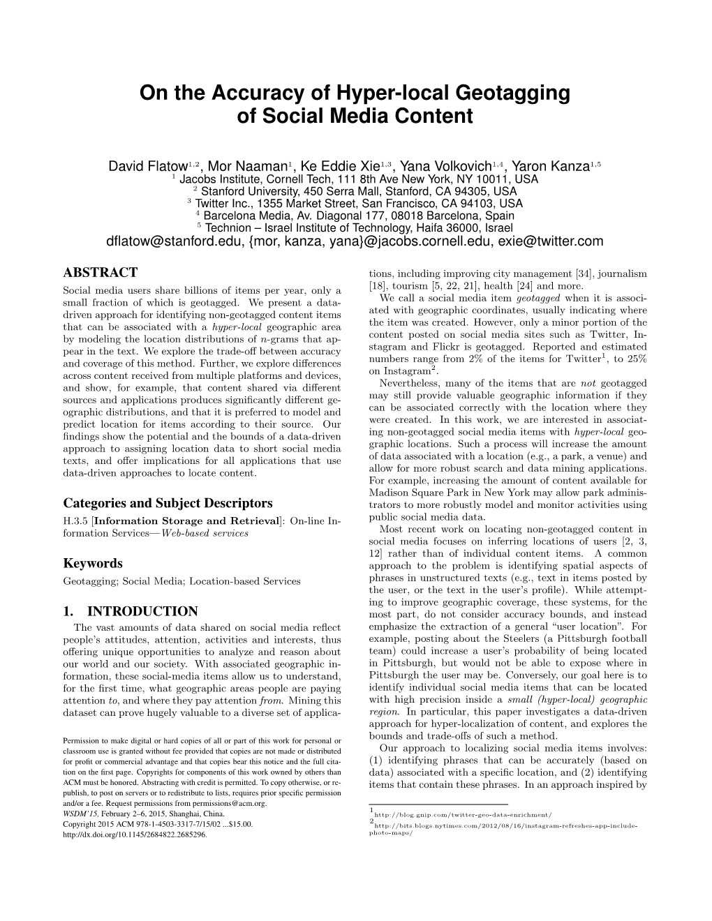 On the Accuracy of Hyper-Local Geotagging of Social Media Content