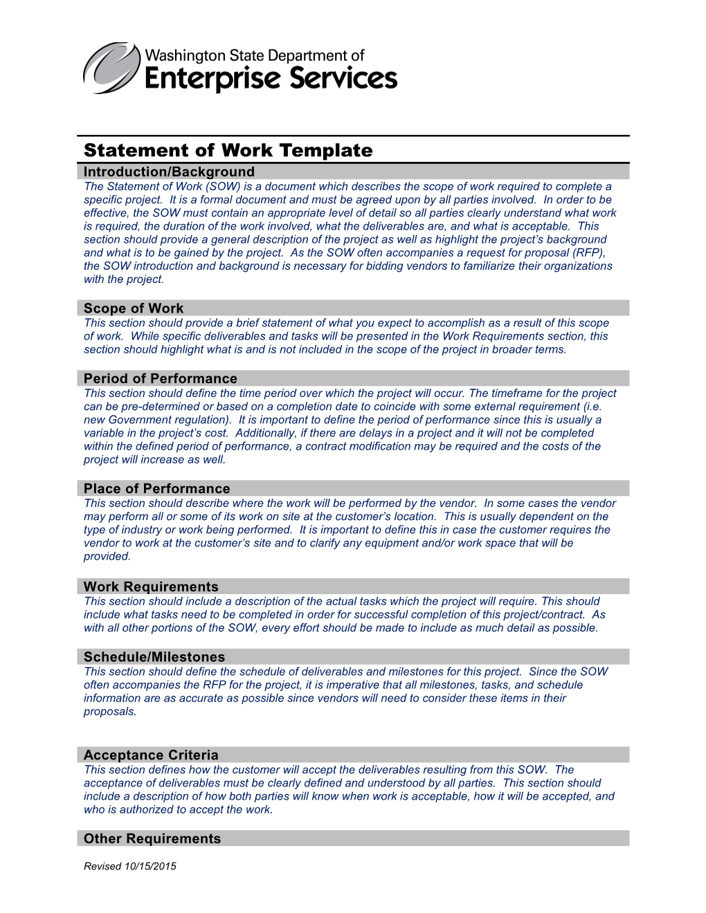 Statement of Work (SOW) Template