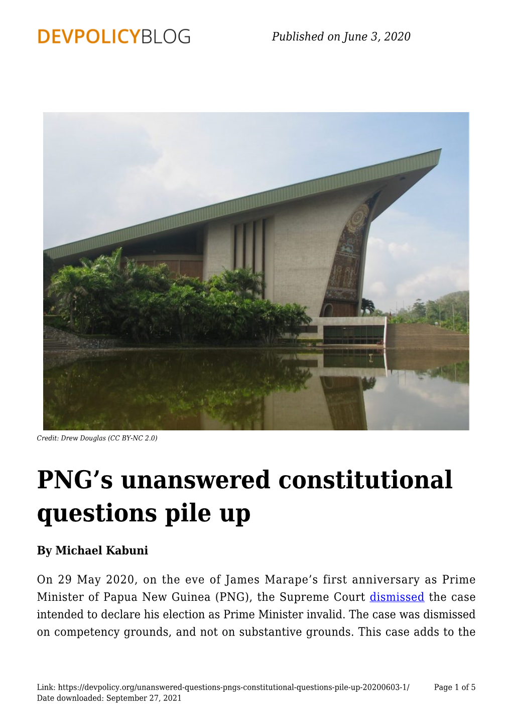 PNG's Unanswered Constitutional Questions Pile Up