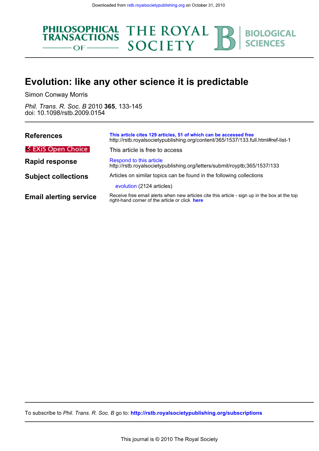 Evolution: Like Any Other Science It Is Predictable