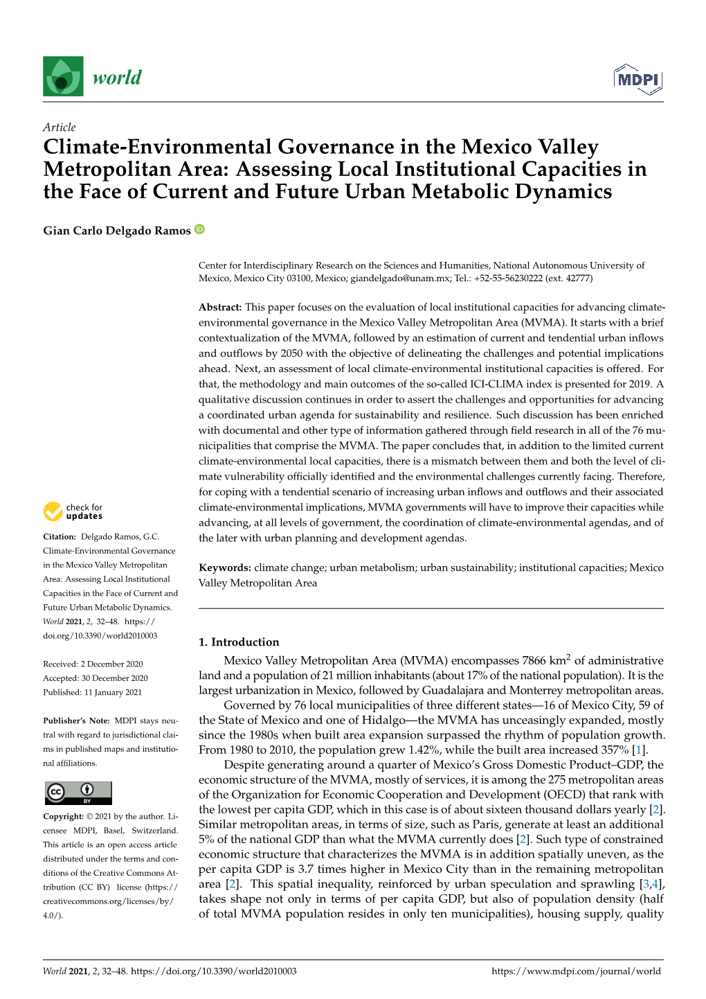 Climate-Environmental Governance in the Mexico Valley Metropolitan