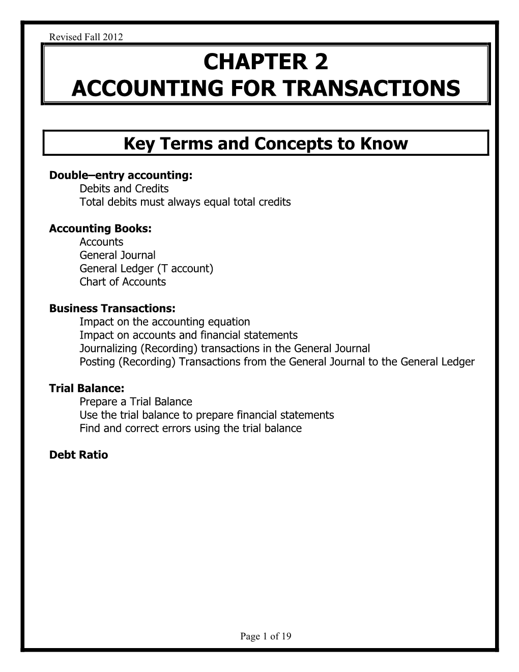 Chapter 2 Accounting for Transactions