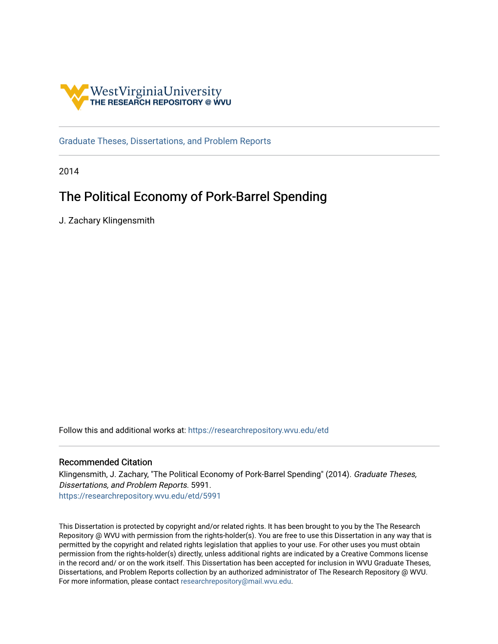 The Political Economy of Pork-Barrel Spending