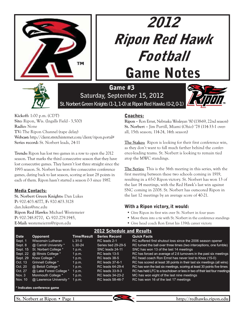 Game Notes Vs. SNC.Indd