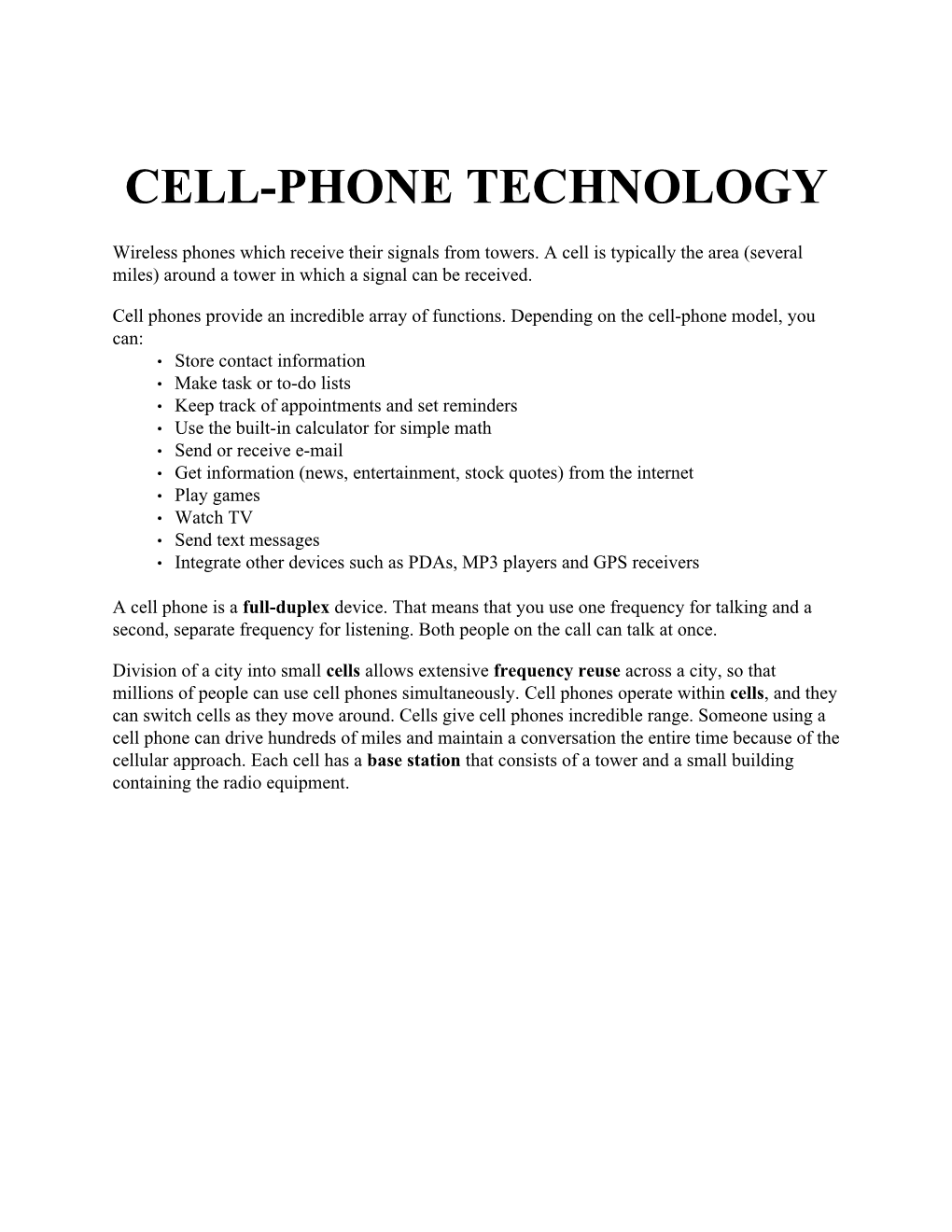 Cell-Phone Technology