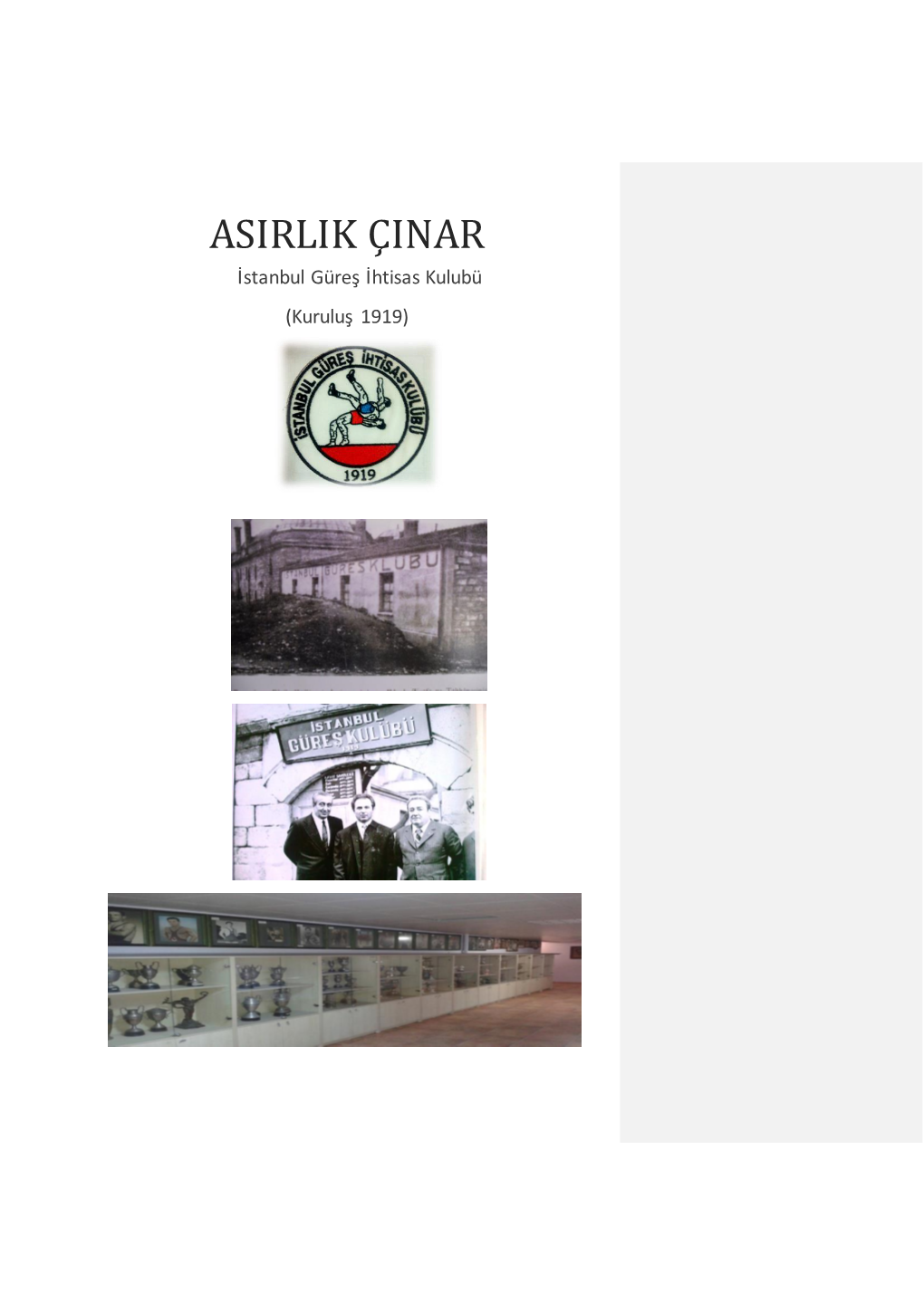 ASIRLIK ÇINAR İstanbul Güreş İhtisas Kulubü