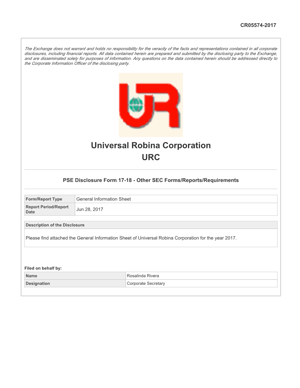 Universal Robina Corporation URC