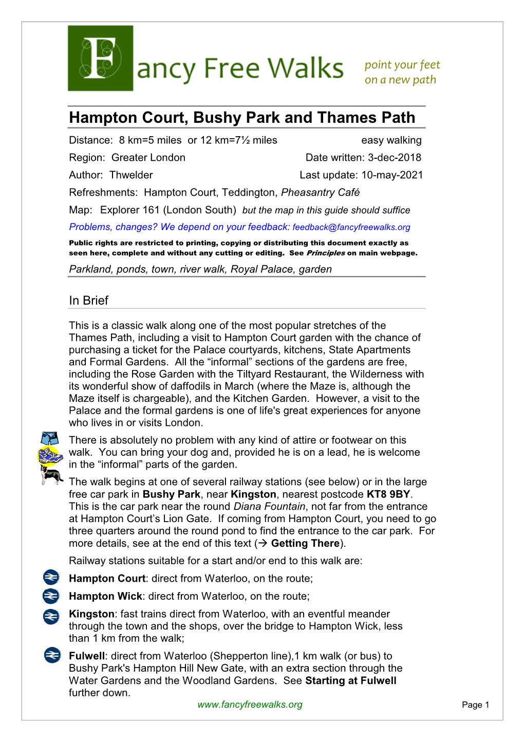 Hampton Court, Bushy Park, Thames Path