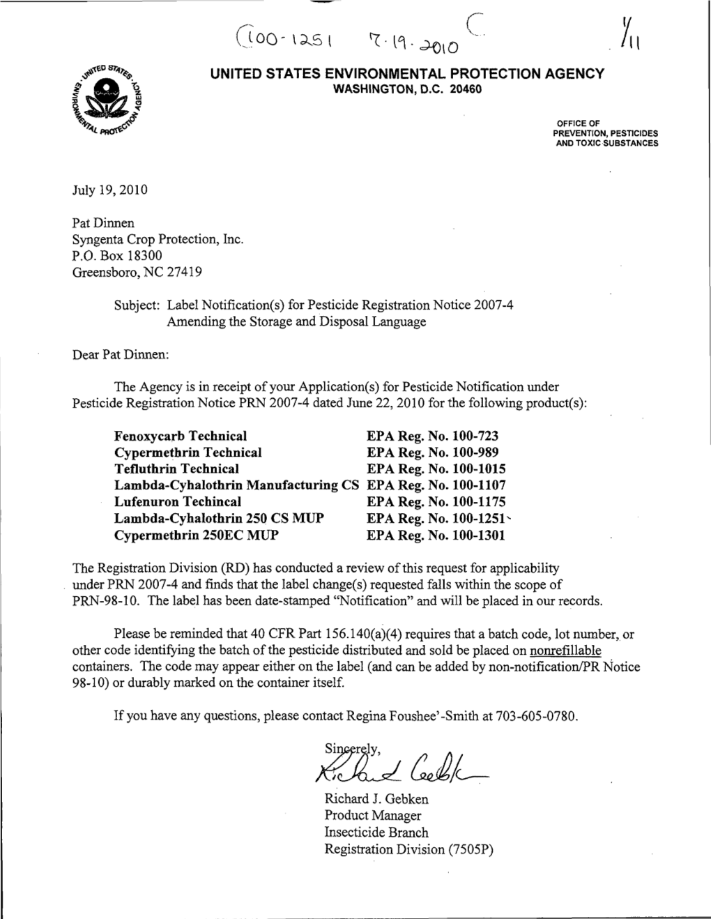 U.S. EPA, Pesticides, Label, LAMBDA-CYHALOTHRIN 250 CS