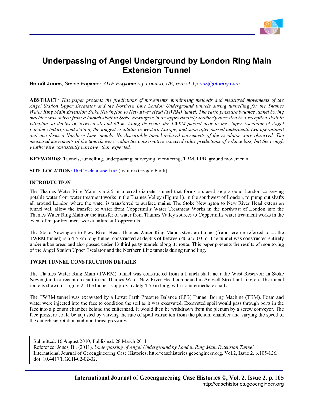 Underpassing of Angel Underground by London Ring Main Extension Tunnel