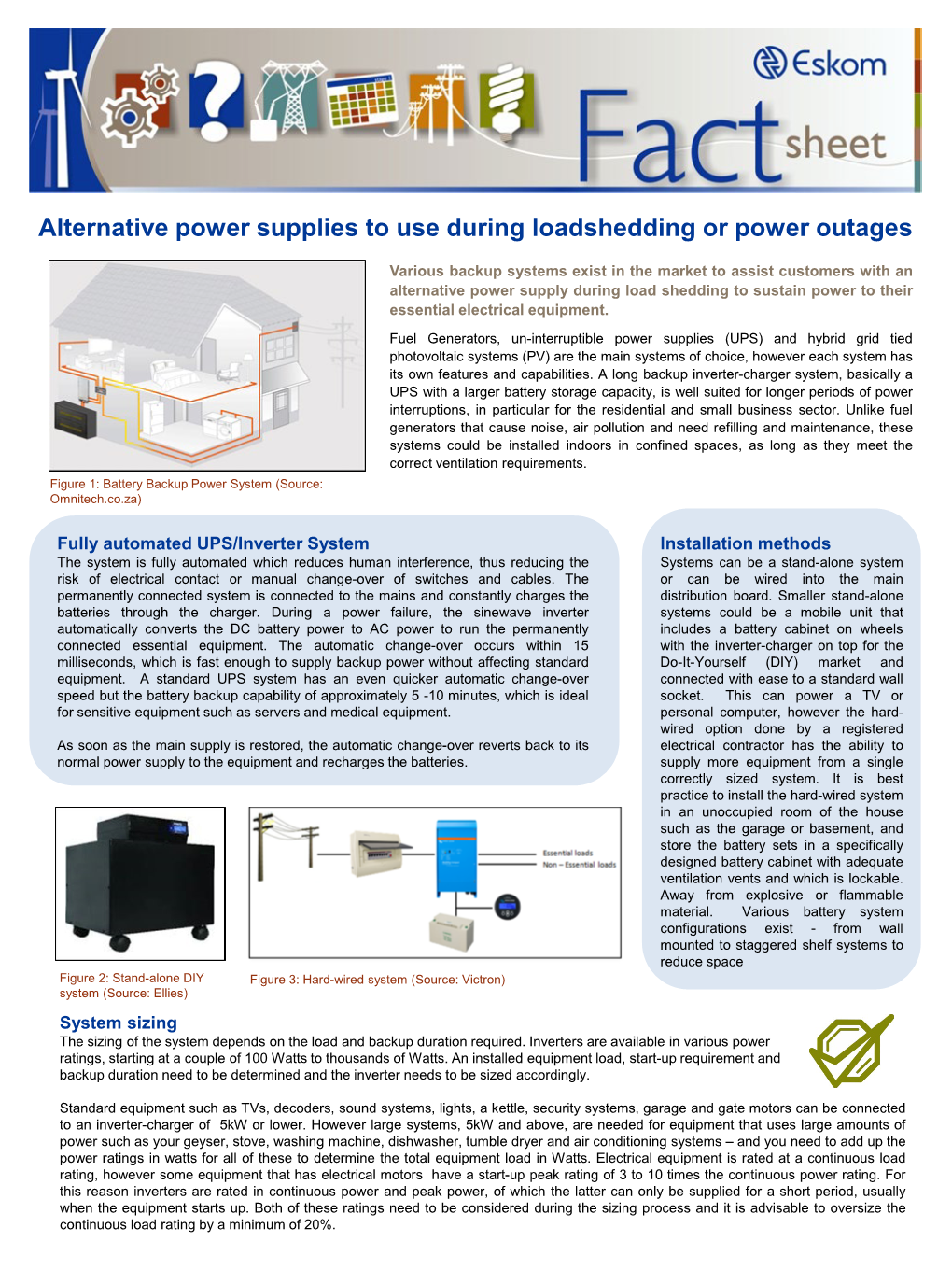 Alternative Power Supplies to Use During Loadshedding Or Power Outages