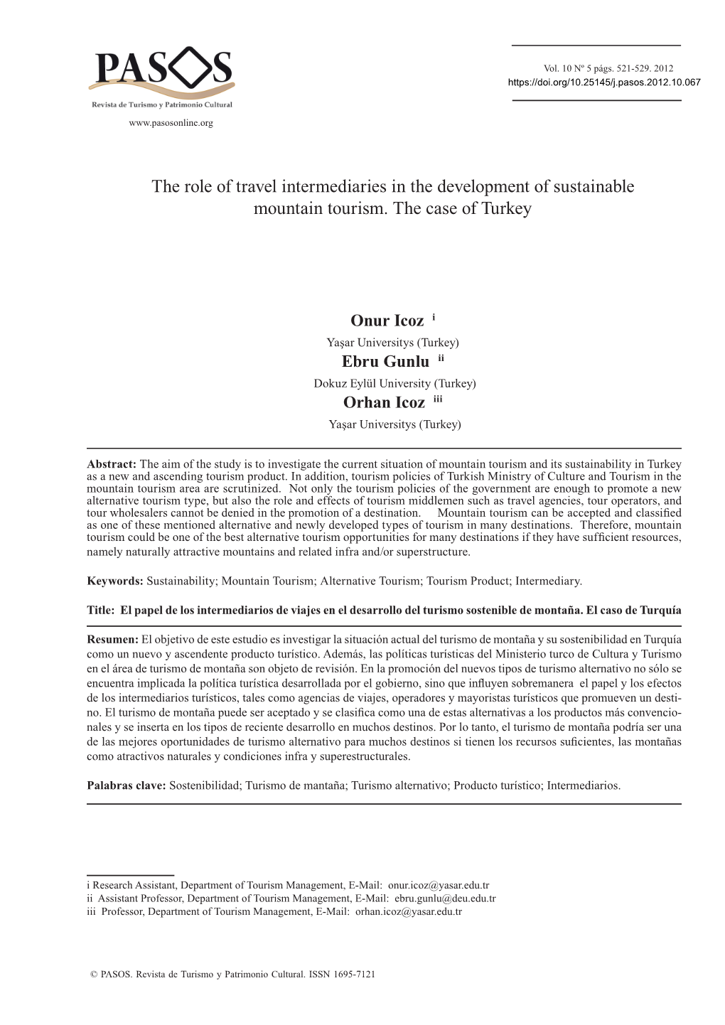 The Role of Travel Intermediaries in the Development of Sustainable Mountain Tourism