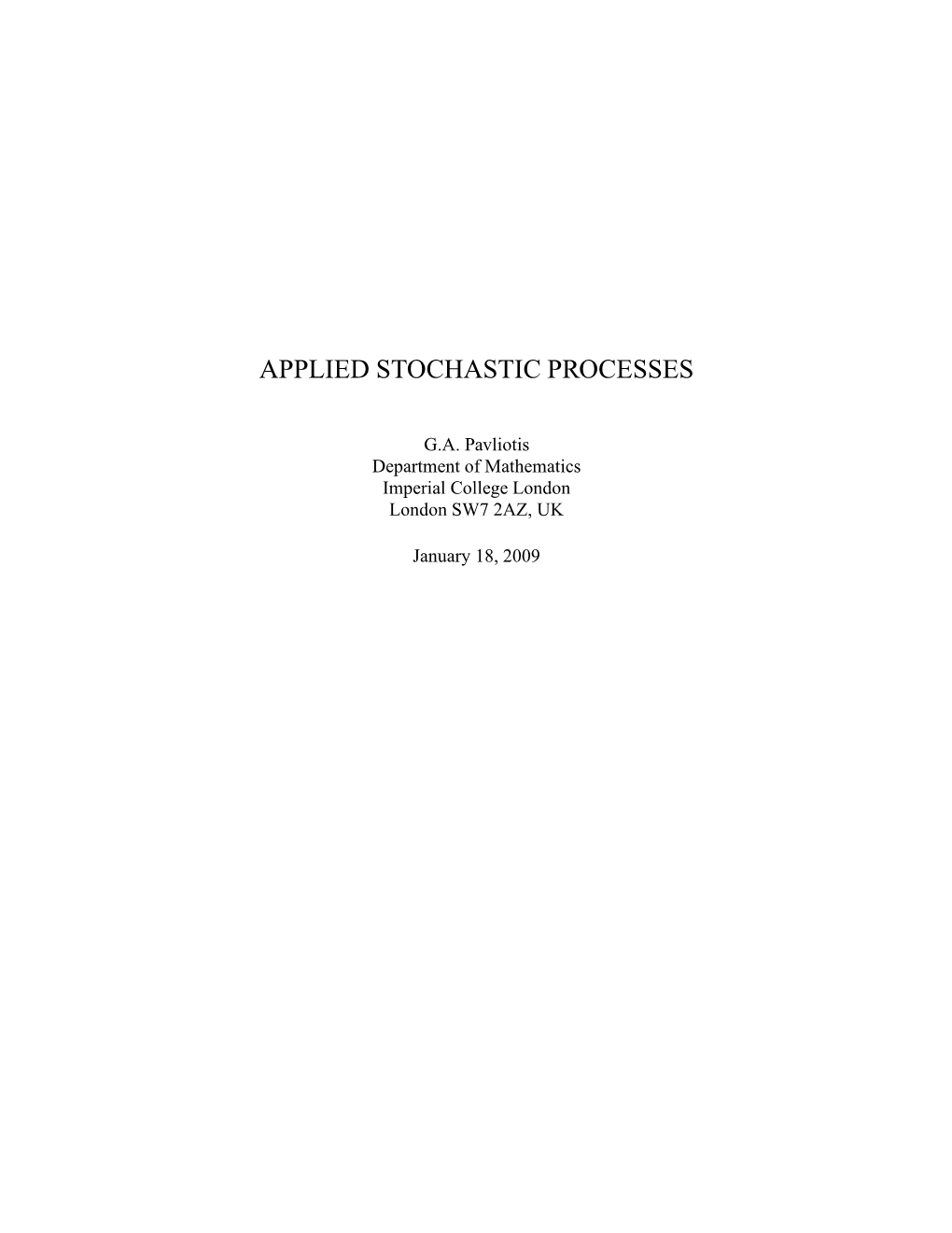 Applied Stochastic Processes