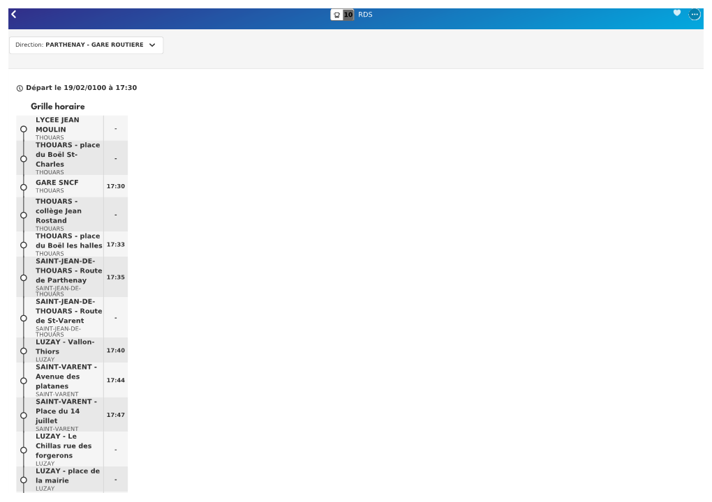 RDS 10 Départ Le 19/02/0100 À 17:30 LYCEE JEAN MOULIN THOUARS