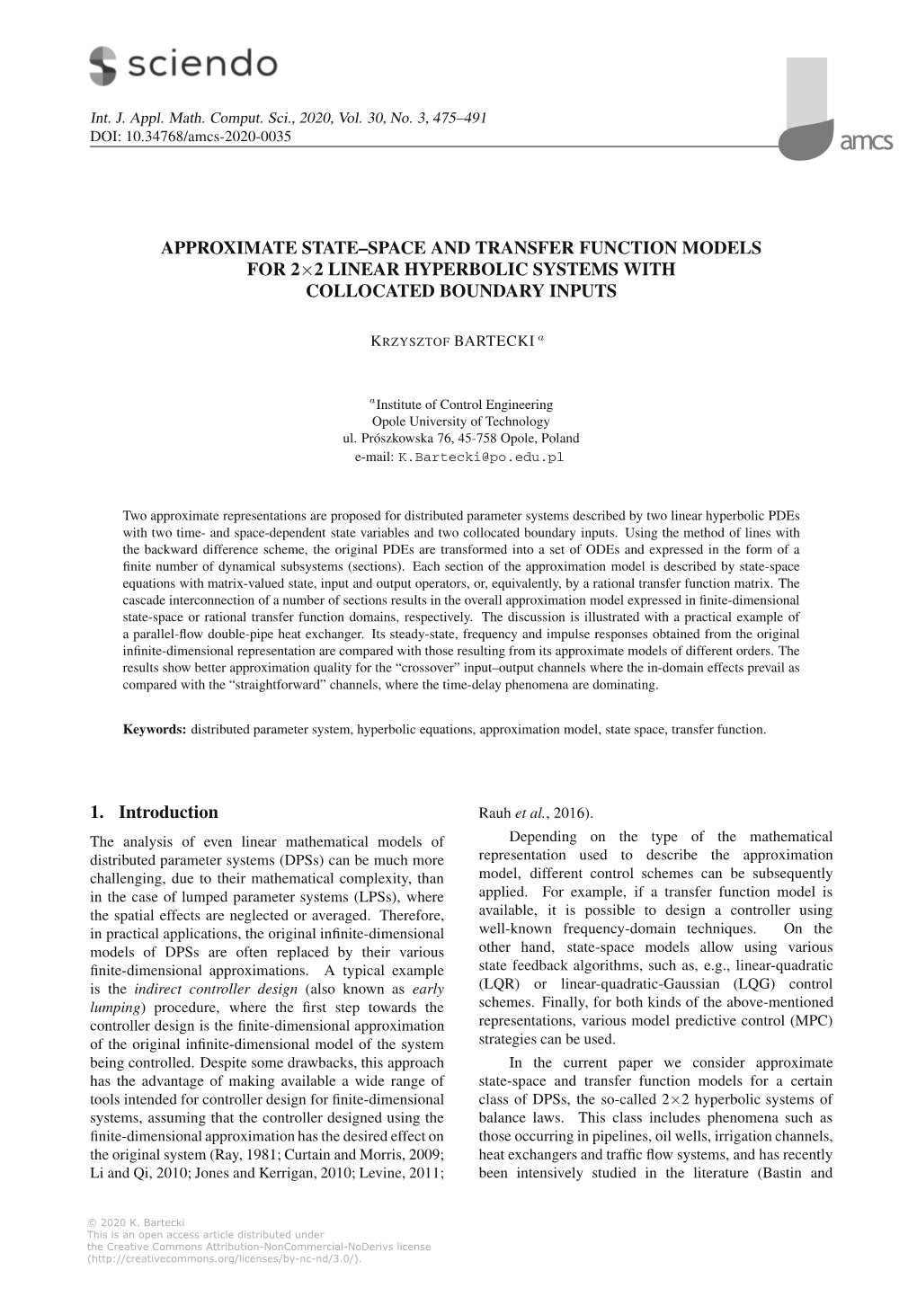 Approximate State–Space and Transfer Function Models for 2×2 Linear Hyperbolic Systems with Collocated Boundary Inputs