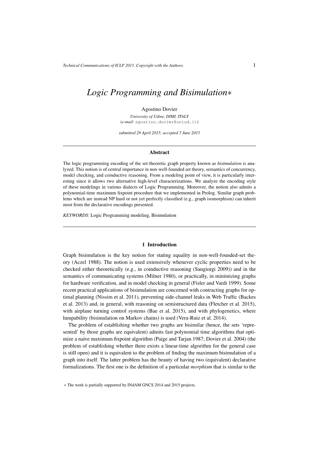 Logic Programming and Bisimulation∗