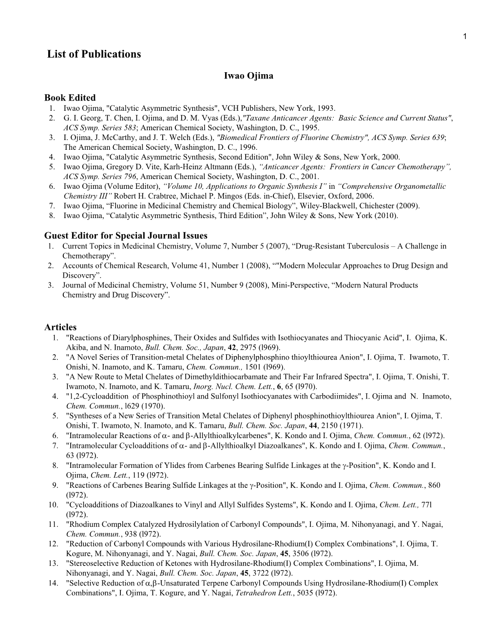 List of Publications