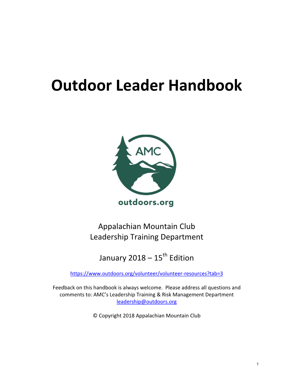Outdoor Leader Handbook