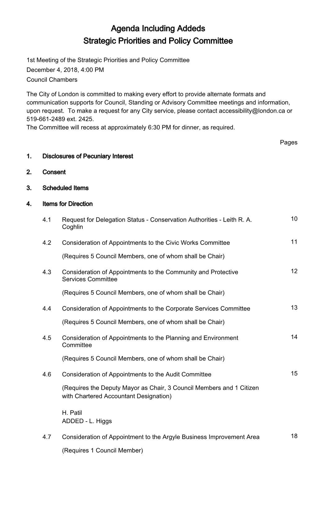 Agenda Including Addeds Strategic Priorities and Policy Committee