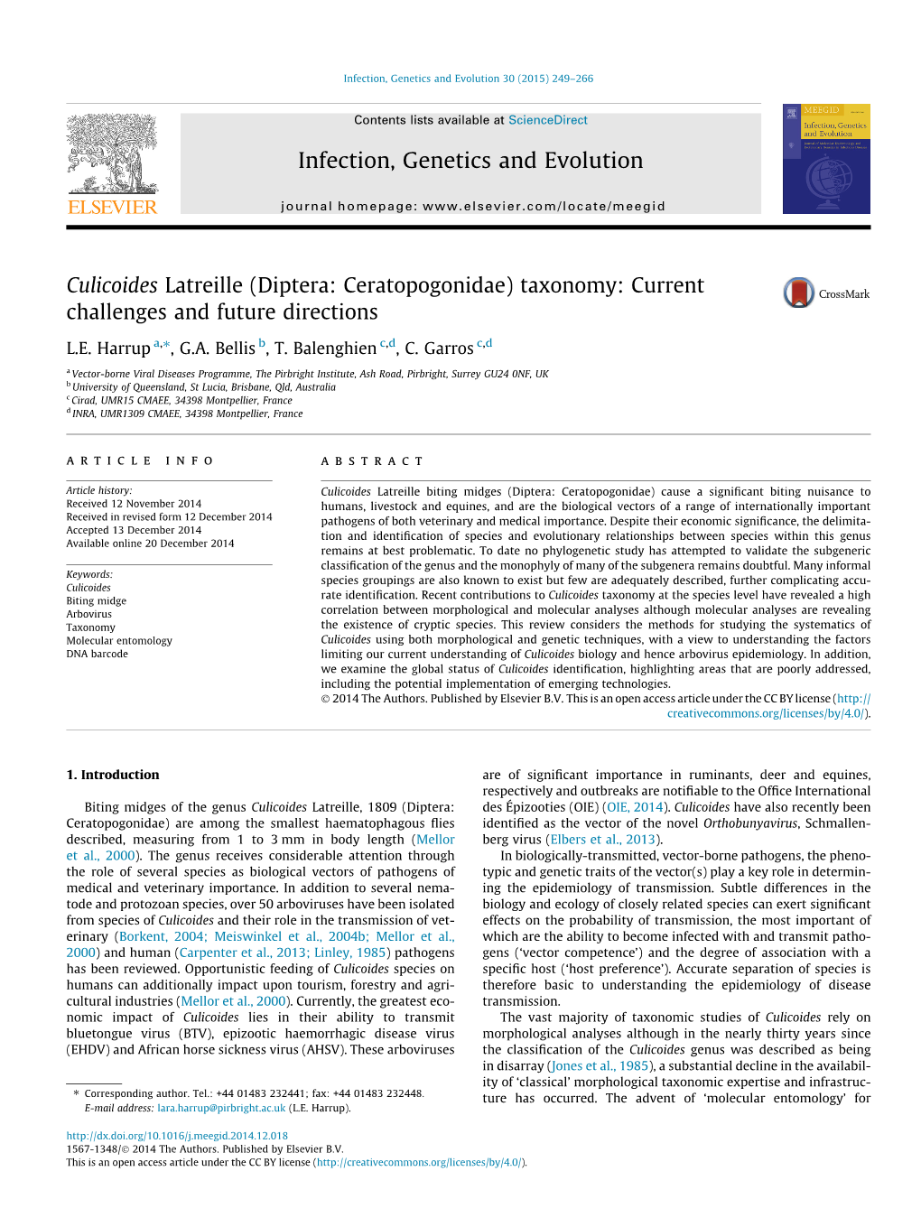 Diptera: Ceratopogonidae) Taxonomy: Current Challenges and Future Directions ⇑ L.E