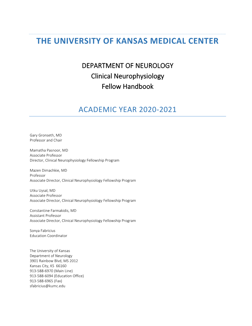 Clinical Neurophysiology Fellowship Handbook