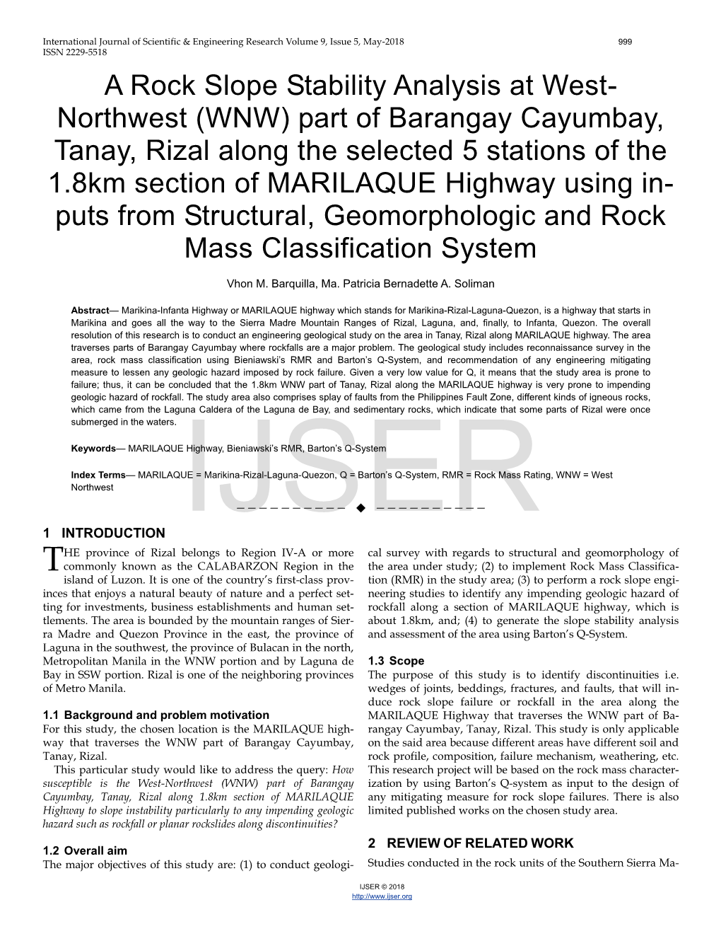 A Rock Slope Stability Analysis at West-Northwest (WNW) Part Of