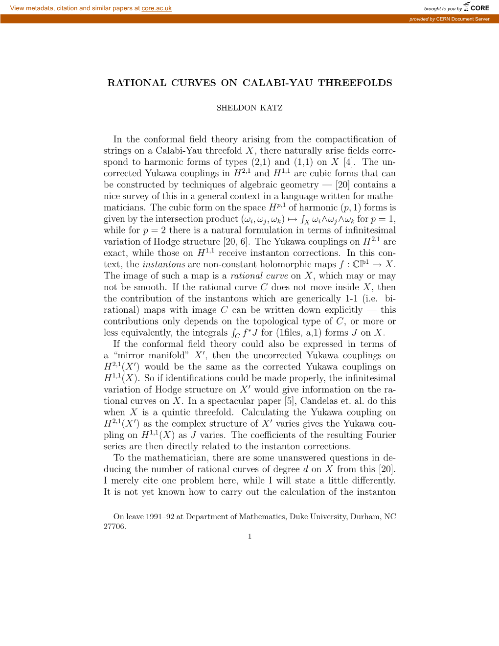 Rational Curves on Calabi-Yau Threefolds