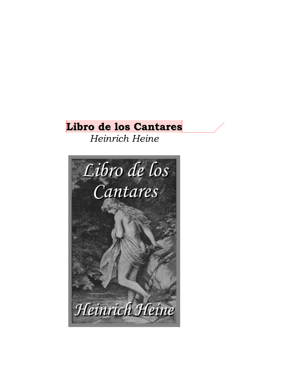 Libro De Los Cantares Heinrich Heine Libro De Los Cantares Heinrich Heine