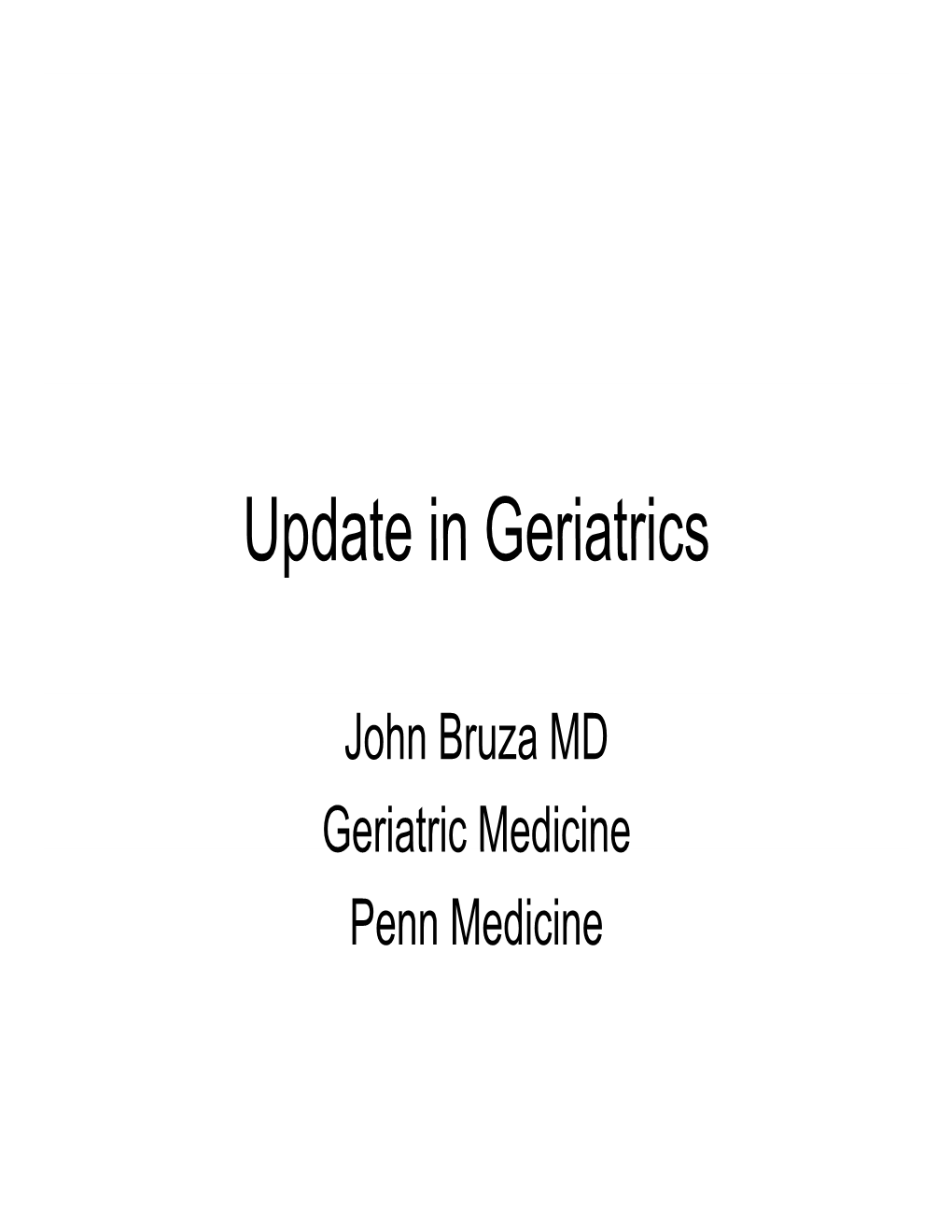 Update in Geriatrics