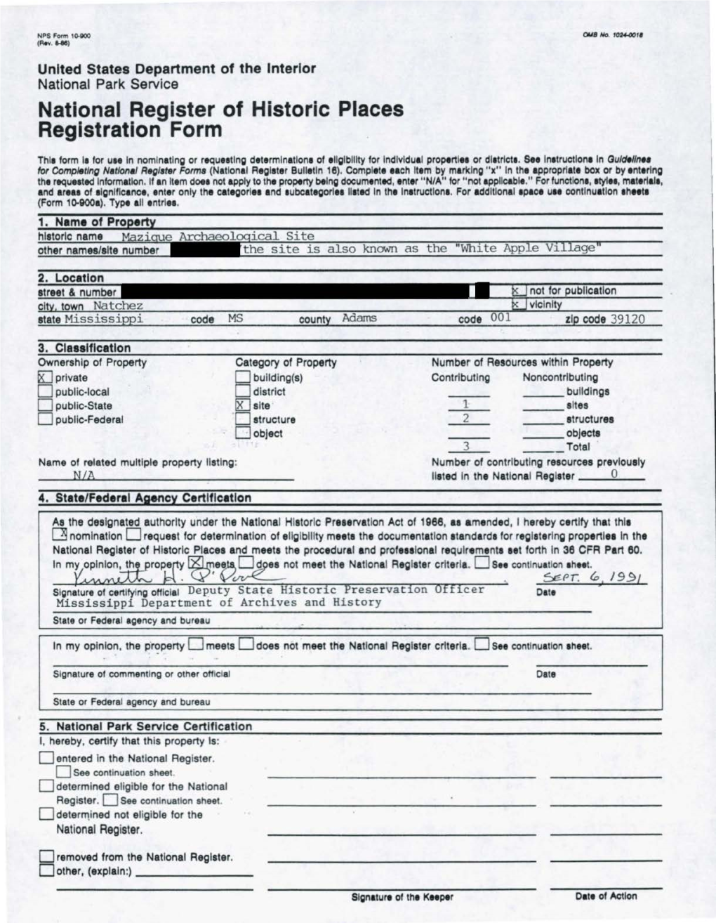 National Register of Historic Places Registration Form