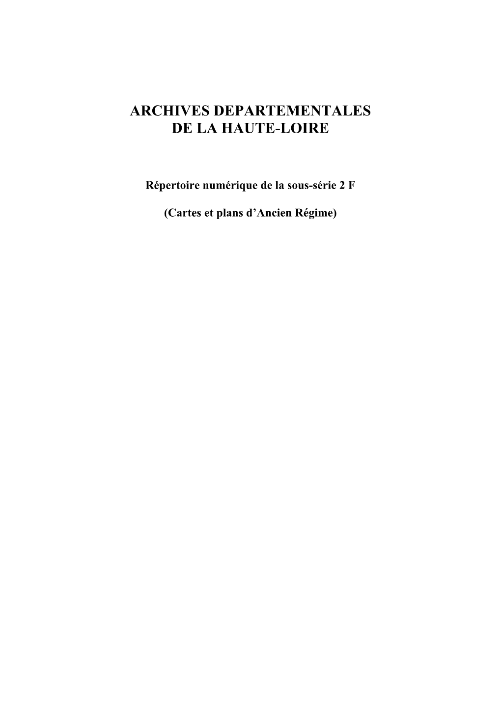 Archives Departementales De La Haute-Loire