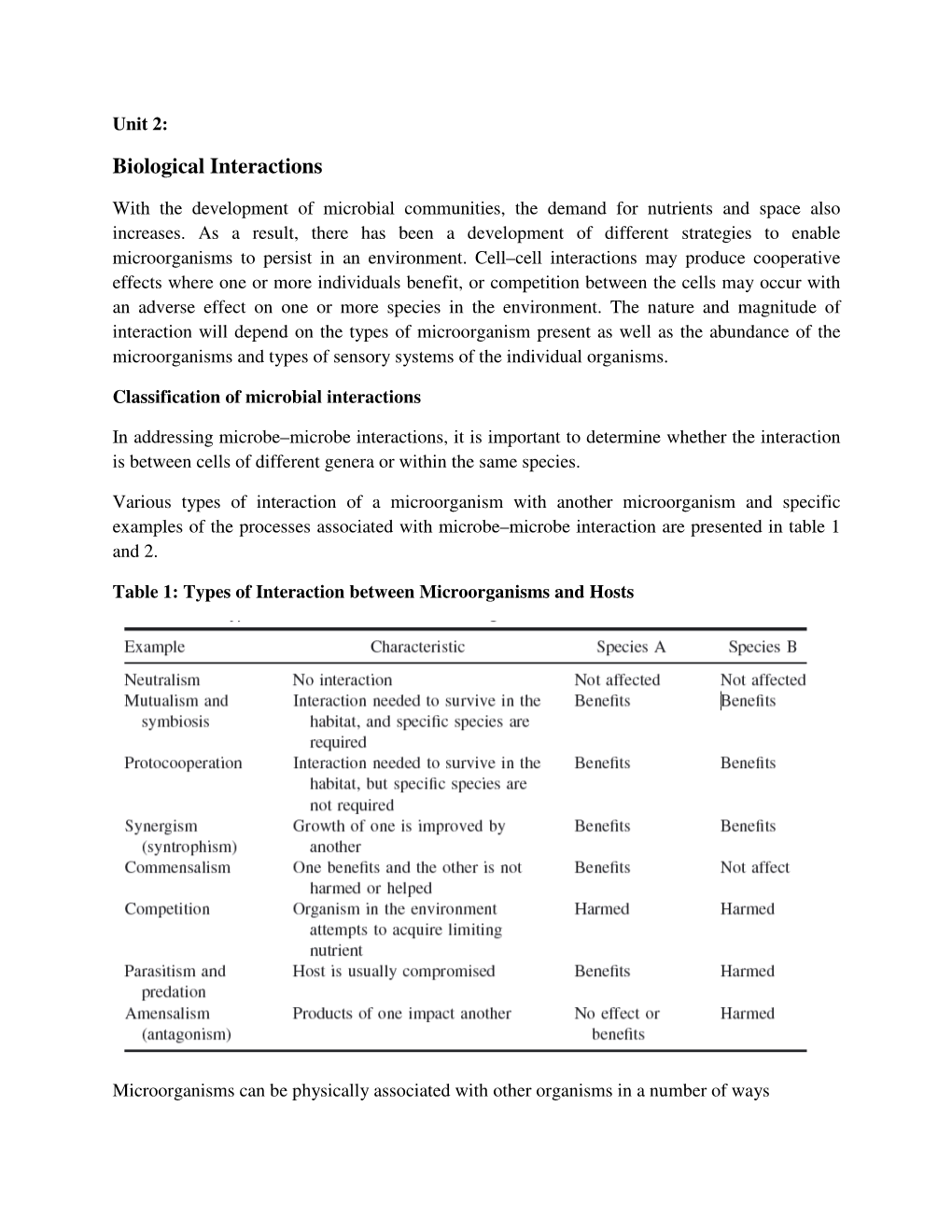 Biological Interactions