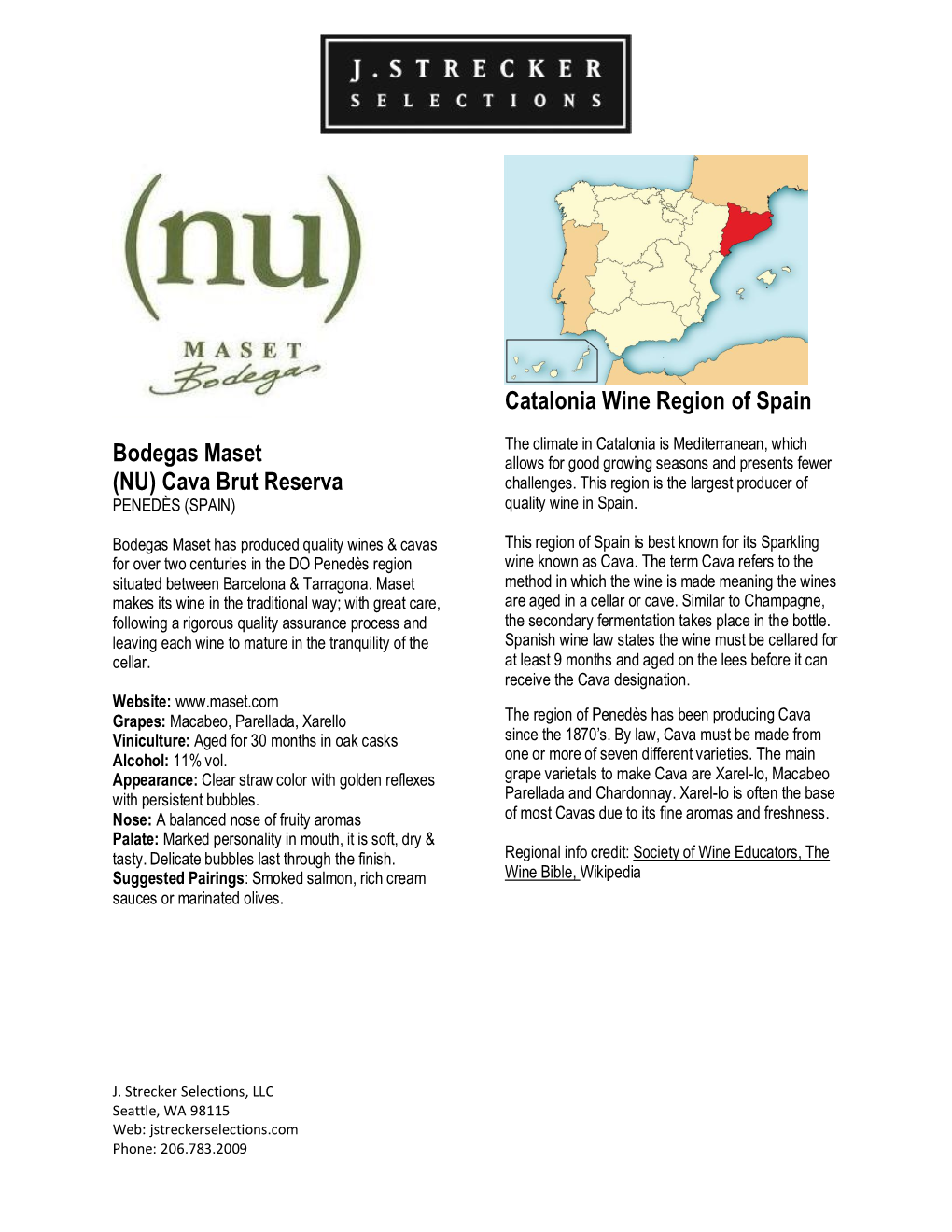 Bodegas Maset (NU) Cava Brut Reserva Catalonia Wine Region Of